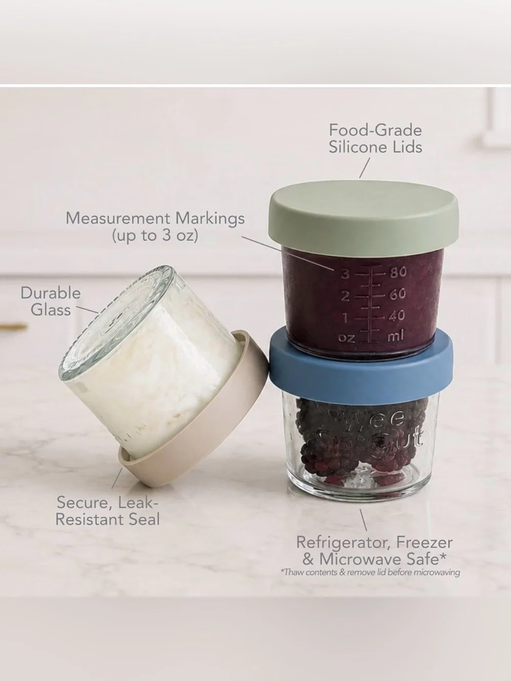 Wee Sprout Glass Baby Food Jars